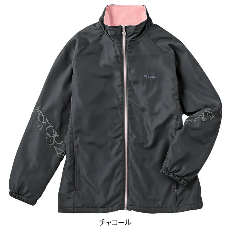 <DISCUS>エステル裏フリース反射プリント使いスタンドジャケット