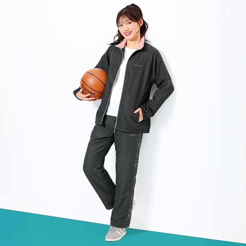 <DISCUS>エステル裏フリース脇反射プリント使いパンツ