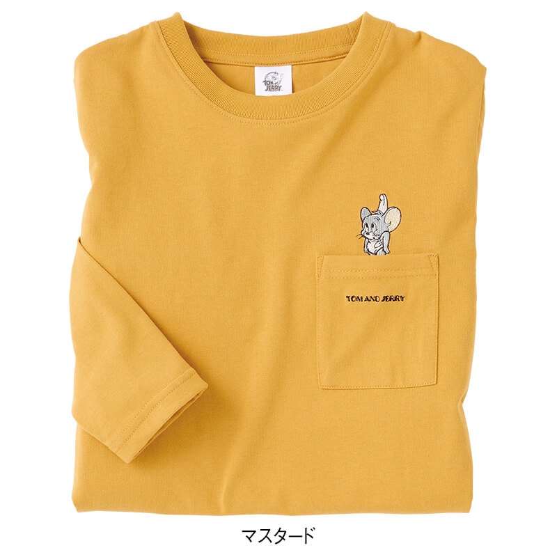 ＜TOM and JERRY＞ポケット付き天竺長袖Tシャツ