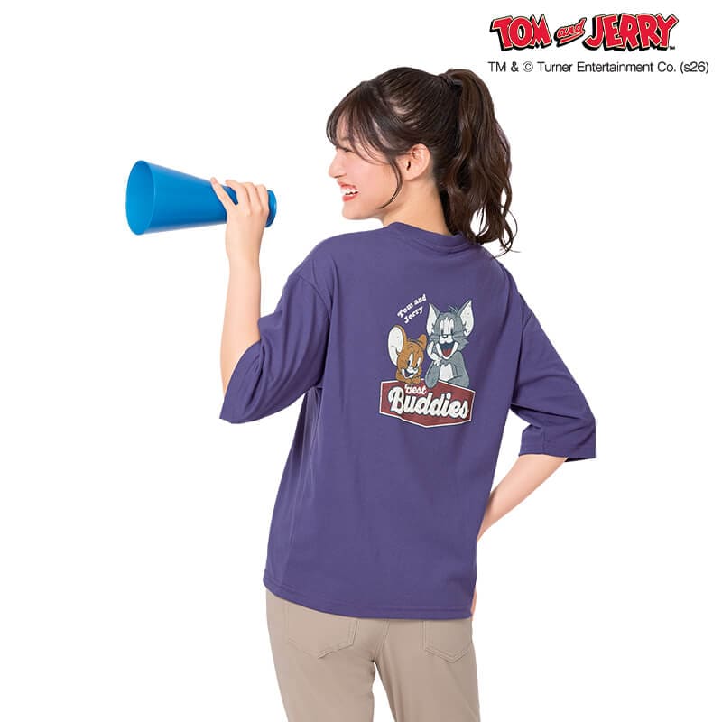 <TOM and JERRY>天竺5分袖WIDETシャツ