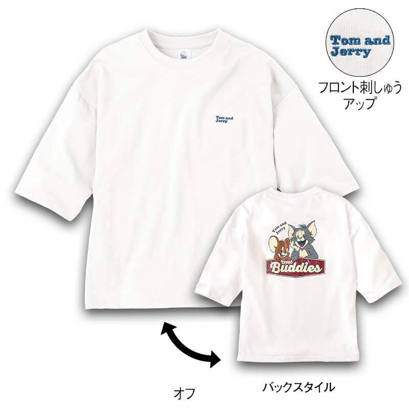 <TOM and JERRY>天竺5分袖WIDETシャツ