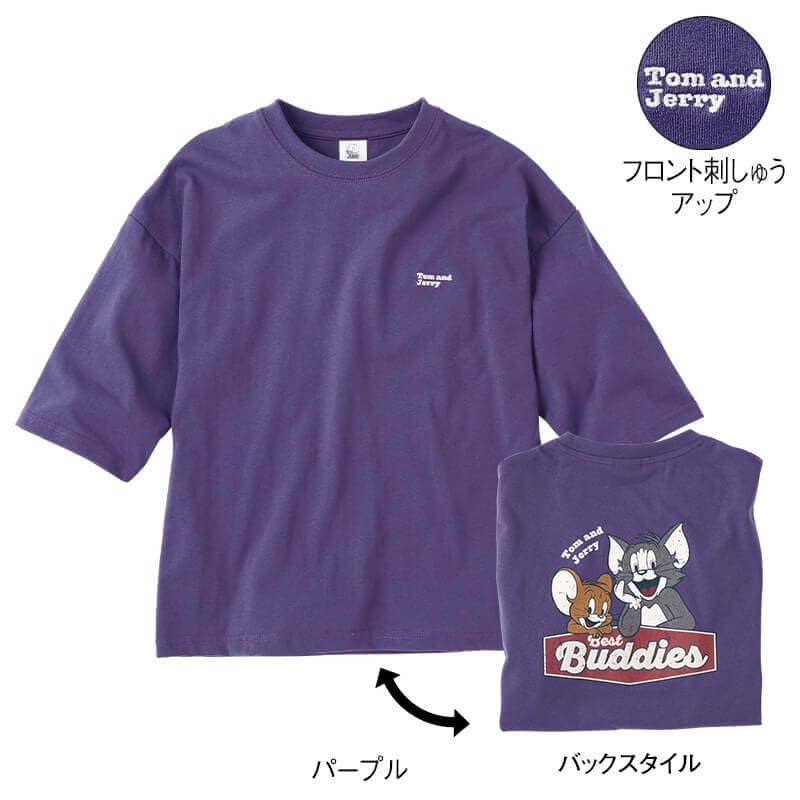 <TOM and JERRY>天竺5分袖WIDETシャツ