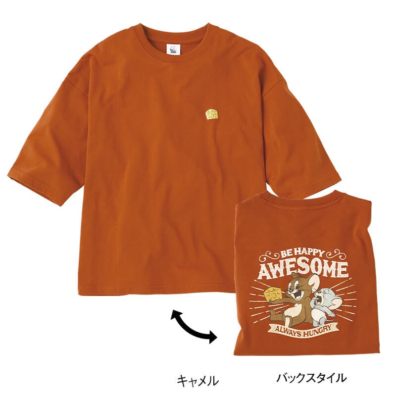 <TOM and JERRY>天竺5分袖WIDETシャツ
