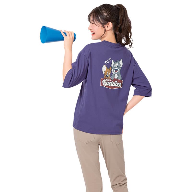 <TOM and JERRY>天竺5分袖WIDETシャツ