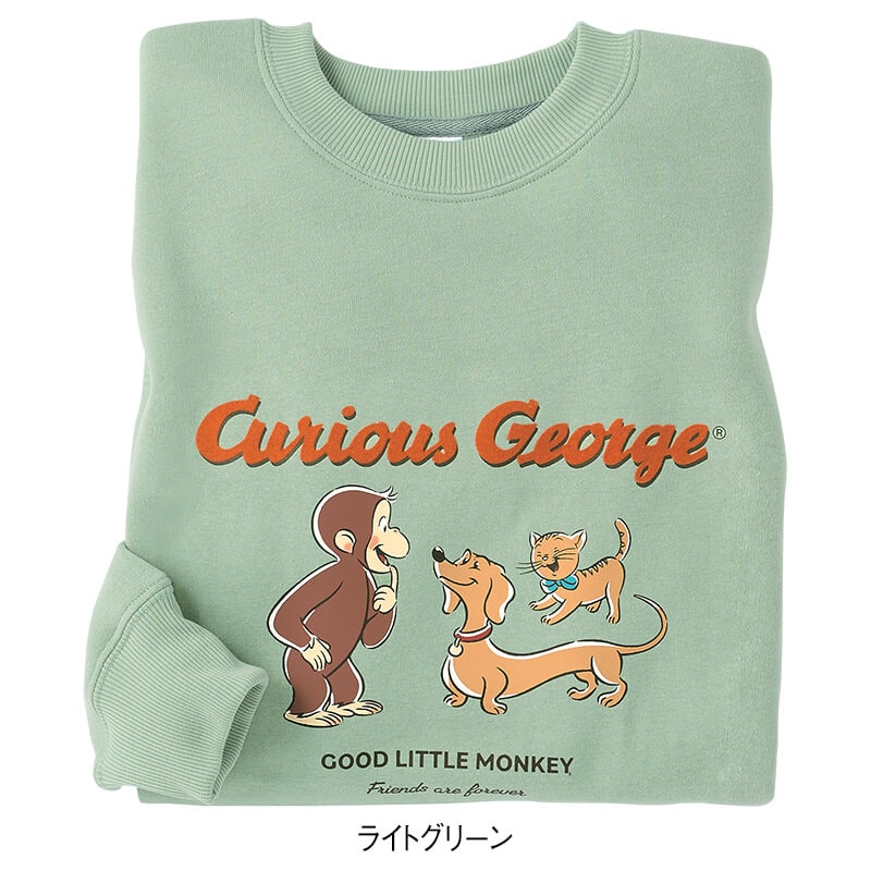 <おさるのジョージ>裏起毛クルーネックBOXトレーナー