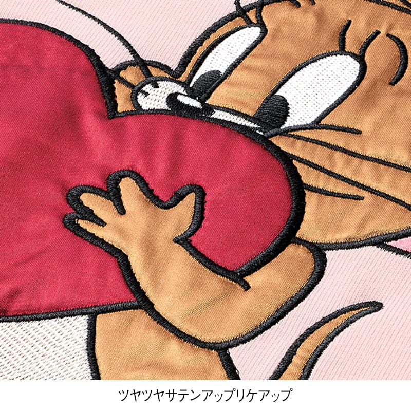 <TOM and JERRY>サテンアップリケ裏起毛WIDEトレーナー