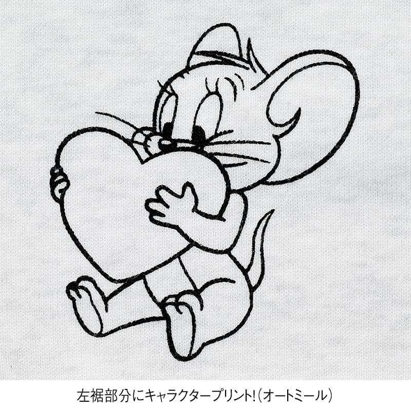 <TOM and JERRY>サテンアップリケ裏起毛WIDEトレーナー