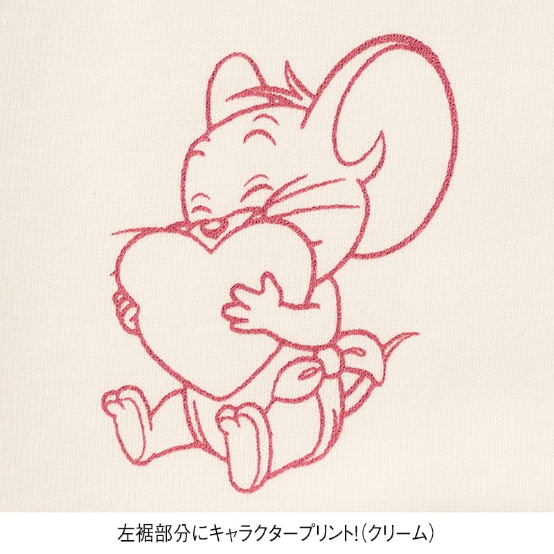 <TOM and JERRY>サテンアップリケ裏起毛WIDEトレーナー