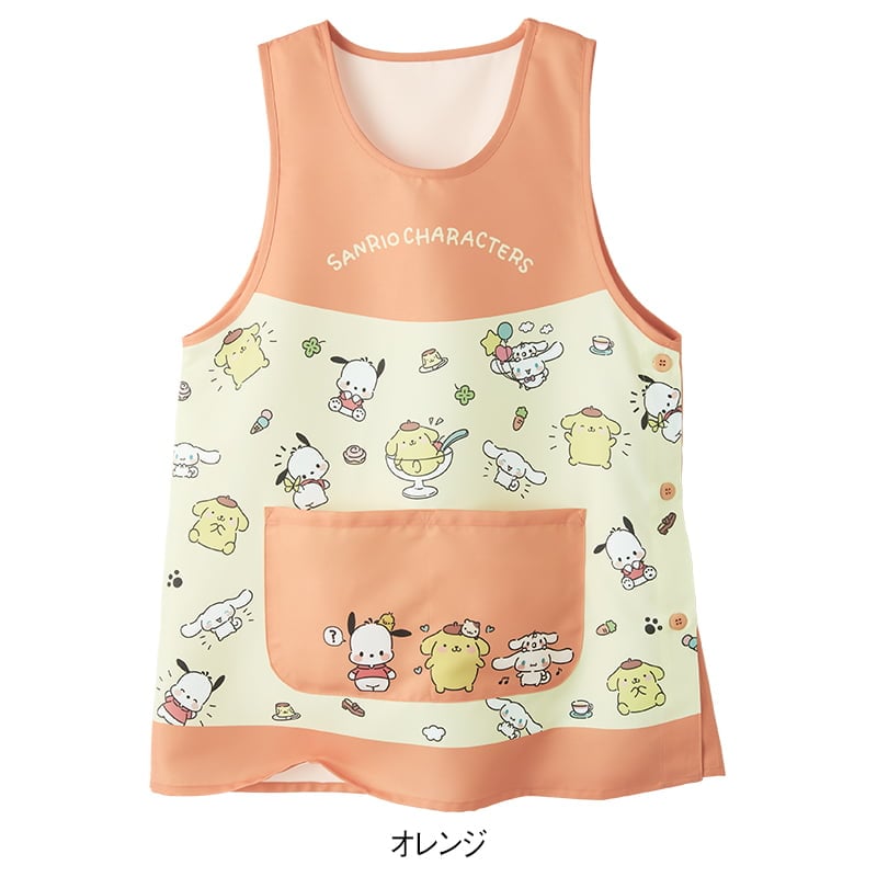 <サンリオキャラクターズ>犬キャラMIXフロント総柄プリントエプロン