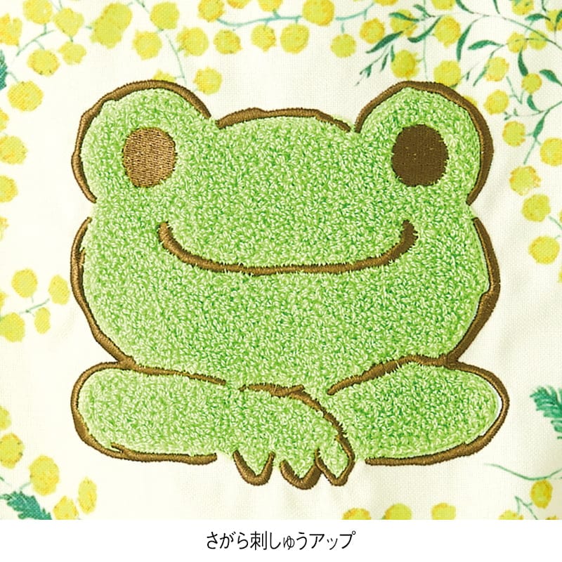 <かえるのピクルス>サガラ刺繍アップリケエプロン
