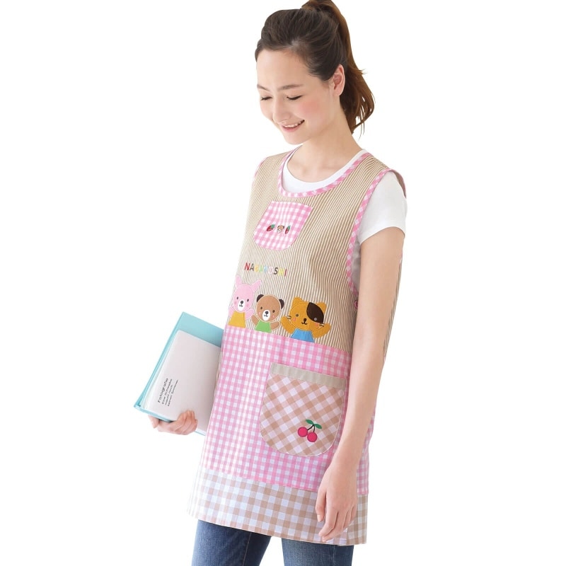 うさくま切り替えチェックエプロン: エプロン・予防衣 - 看護師
