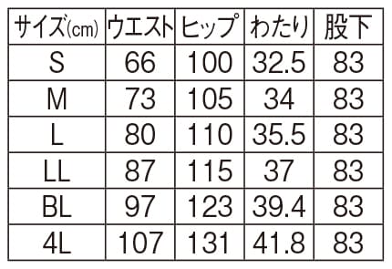 ★＜フォーク＞メンズパンツ 5021SCのサイズ表