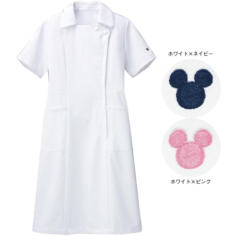 ディズニー ワンポイント刺しゅうワンピース 白衣 ナース服 ナースウェア 看護師 ナース の通販ならアンファミエ