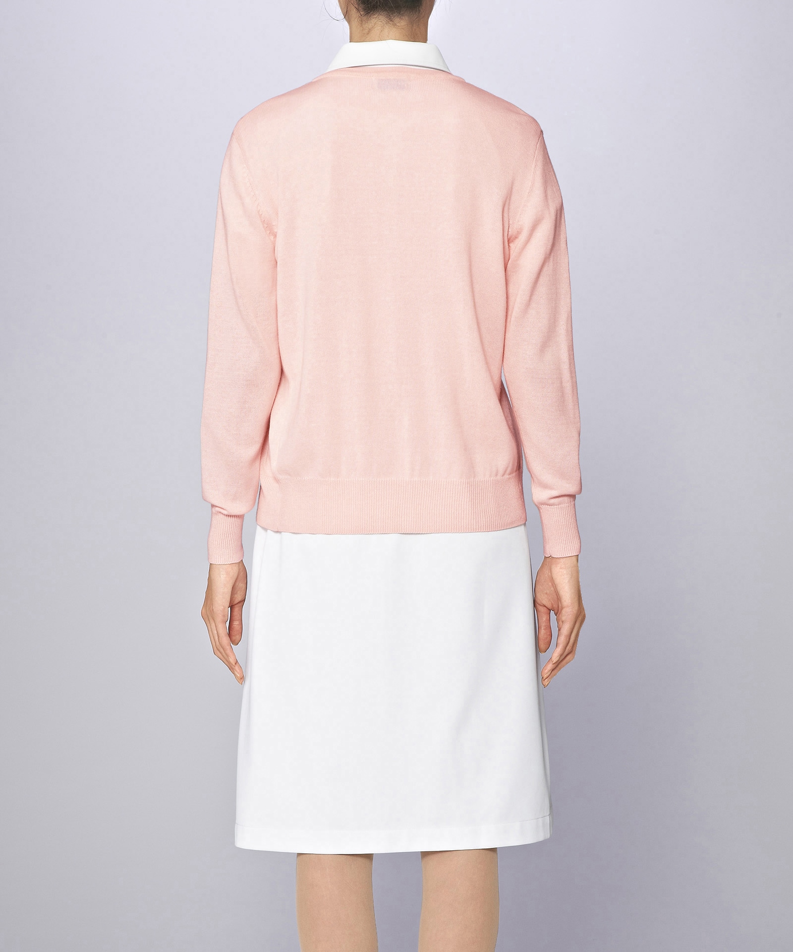 綿混やわらか丸首カーディガン