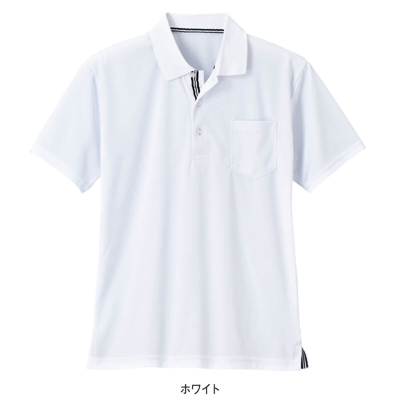 前立てストライプポロシャツ