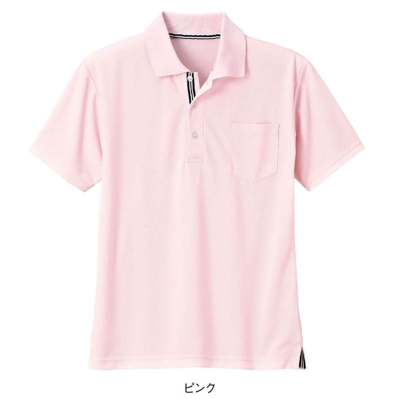 前立てストライプポロシャツ