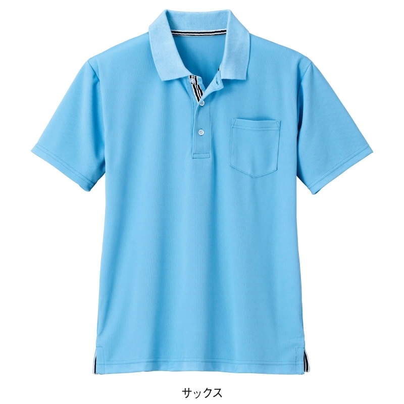 前立てストライプポロシャツ