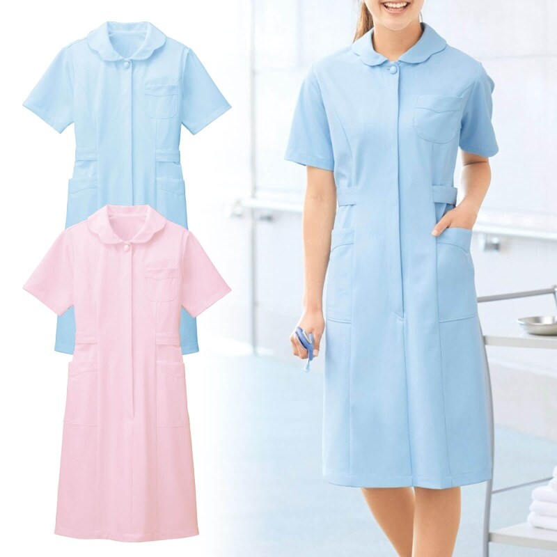ストレッチ裏綿トリコット フラワーカラーワンピース 白衣 ナース服 ナースウェア 看護師 ナースグッズの通販ならアンファミエ